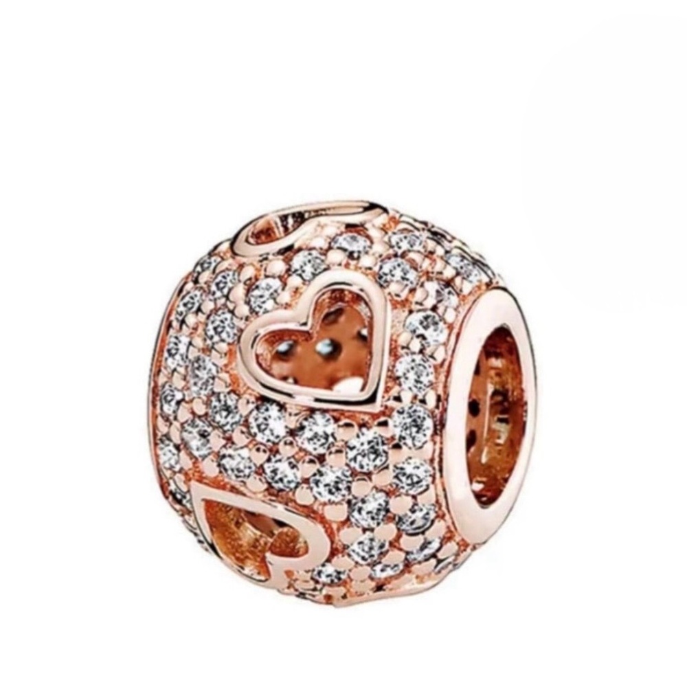 New Rose Gold Tumbling Hearts Charm